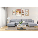 Modern Convertible Sectional Sofa with Reversible Chaise and Arm Chair