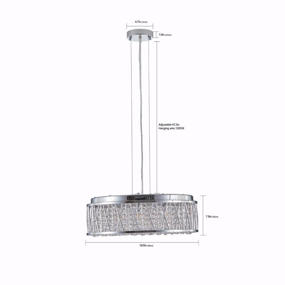 Modern Crystal Chandelier 18.9 Inches Round Ceiling Light Flush Mount Fixture