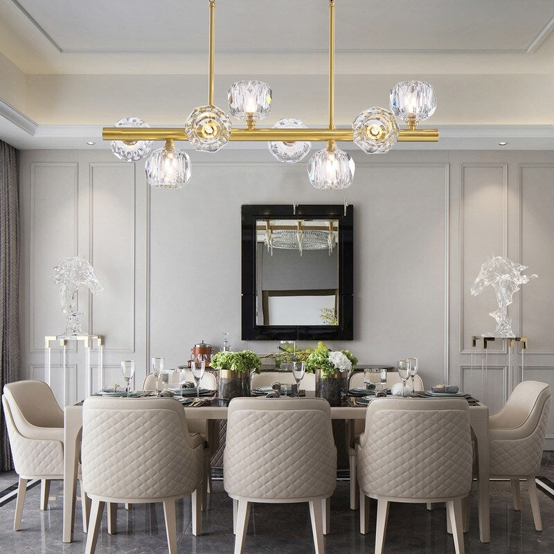 Modern Crystal Chandelier 8-Light Gold Pendant Light Dining Room Light