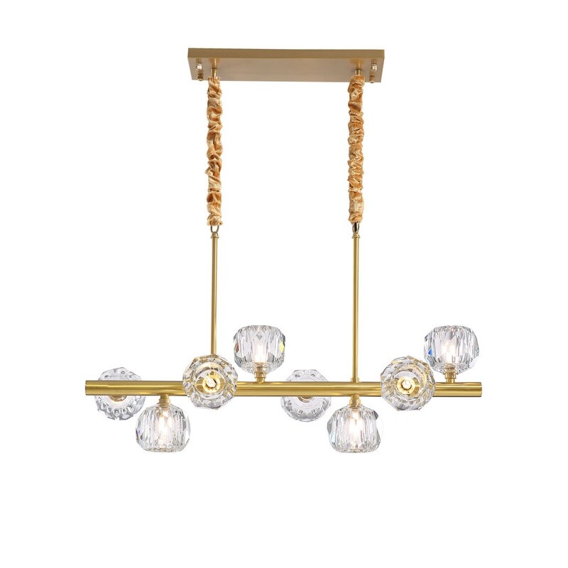 Modern Crystal Chandelier 8-Light Gold Pendant Light Dining Room Light