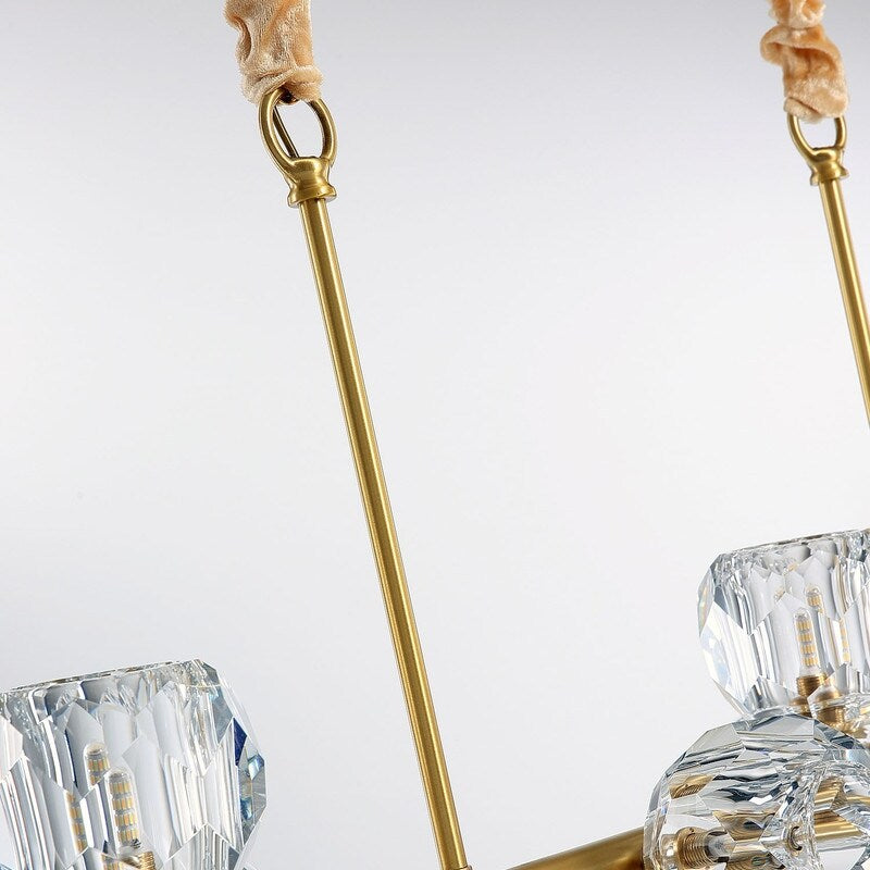 Modern Crystal Chandelier 8-Light Gold Pendant Light Dining Room Light