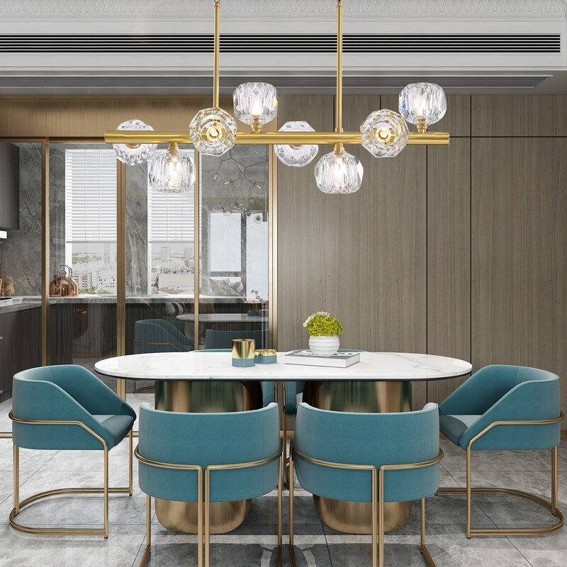 Modern Crystal Chandelier 8-Light Gold Pendant Light Dining Room Light