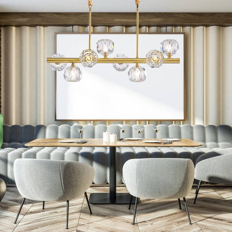 Modern Crystal Chandelier 8-Light Gold Pendant Light Dining Room Light
