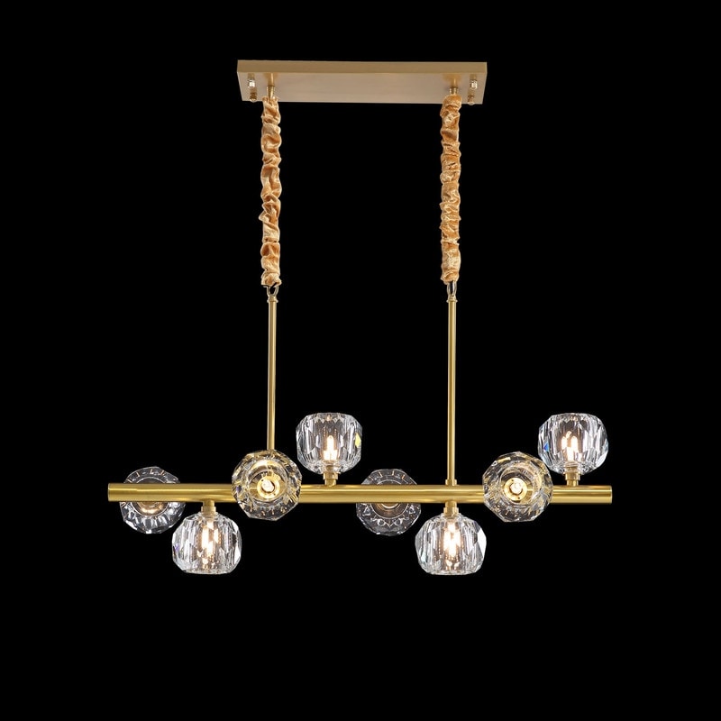 Modern Crystal Chandelier 8-Light Gold Pendant Light Dining Room Light