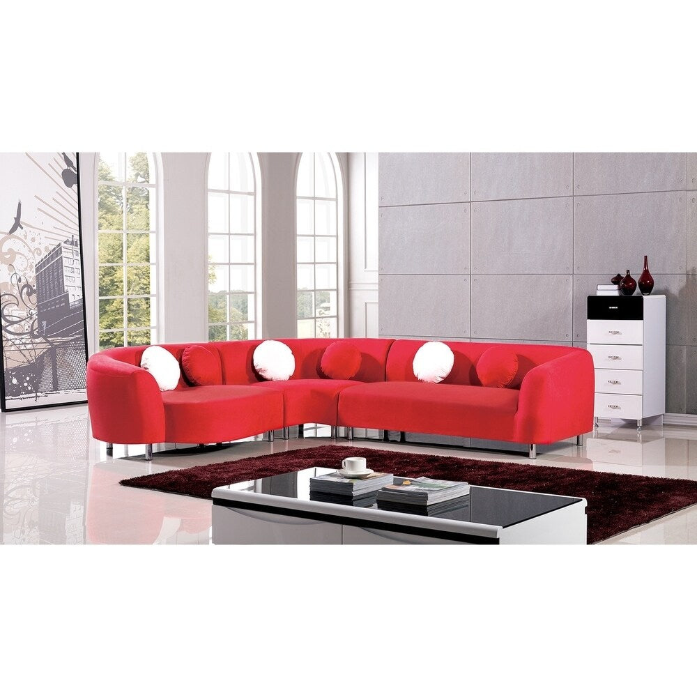 Modern Curved Red Velvet Sectional