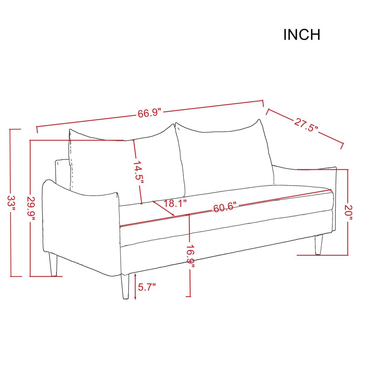 Modern Cushion Back Loveseat