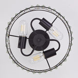 Modern Black 3-Light Crystal Pieces Cylinder Semi Flush Mount Lamp