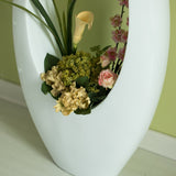 Modern Decorative White Oval Centerpiece Vase Wedding Flower Stand Holder, for Living Room, Entryway or Dining Room, 40 inch