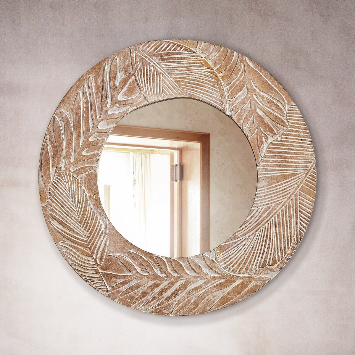 Modern Decorative Wood-framed Wall Mirror - 1.2 in. D X 28 in. L X 1.2 in. W X 28 in. H
