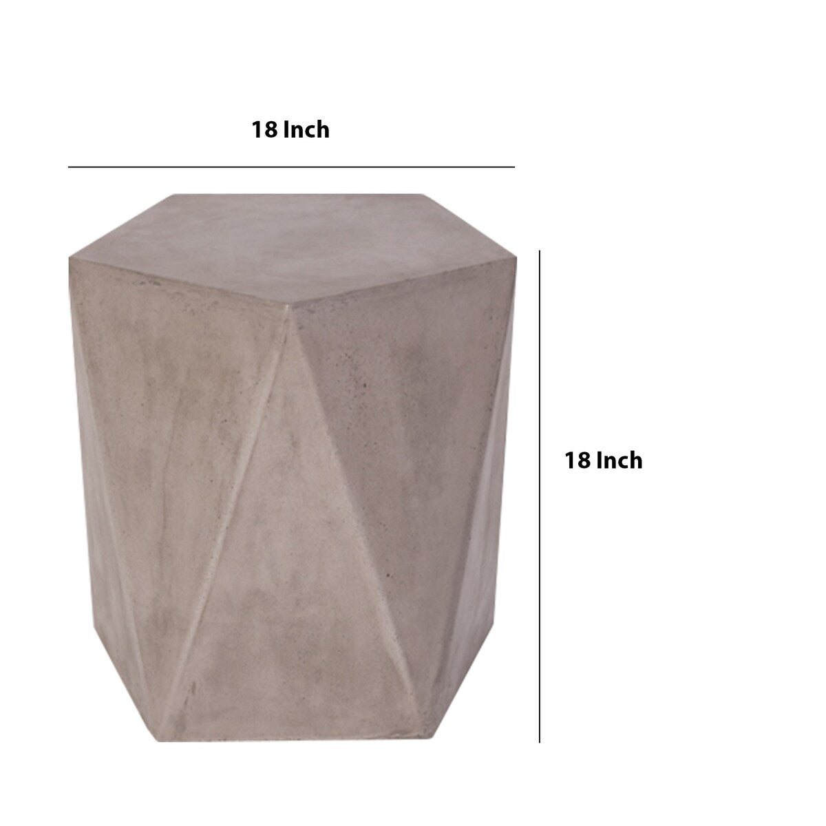 Modern Design Faceted Concrete Stool with Pentagonal Top, Gray
