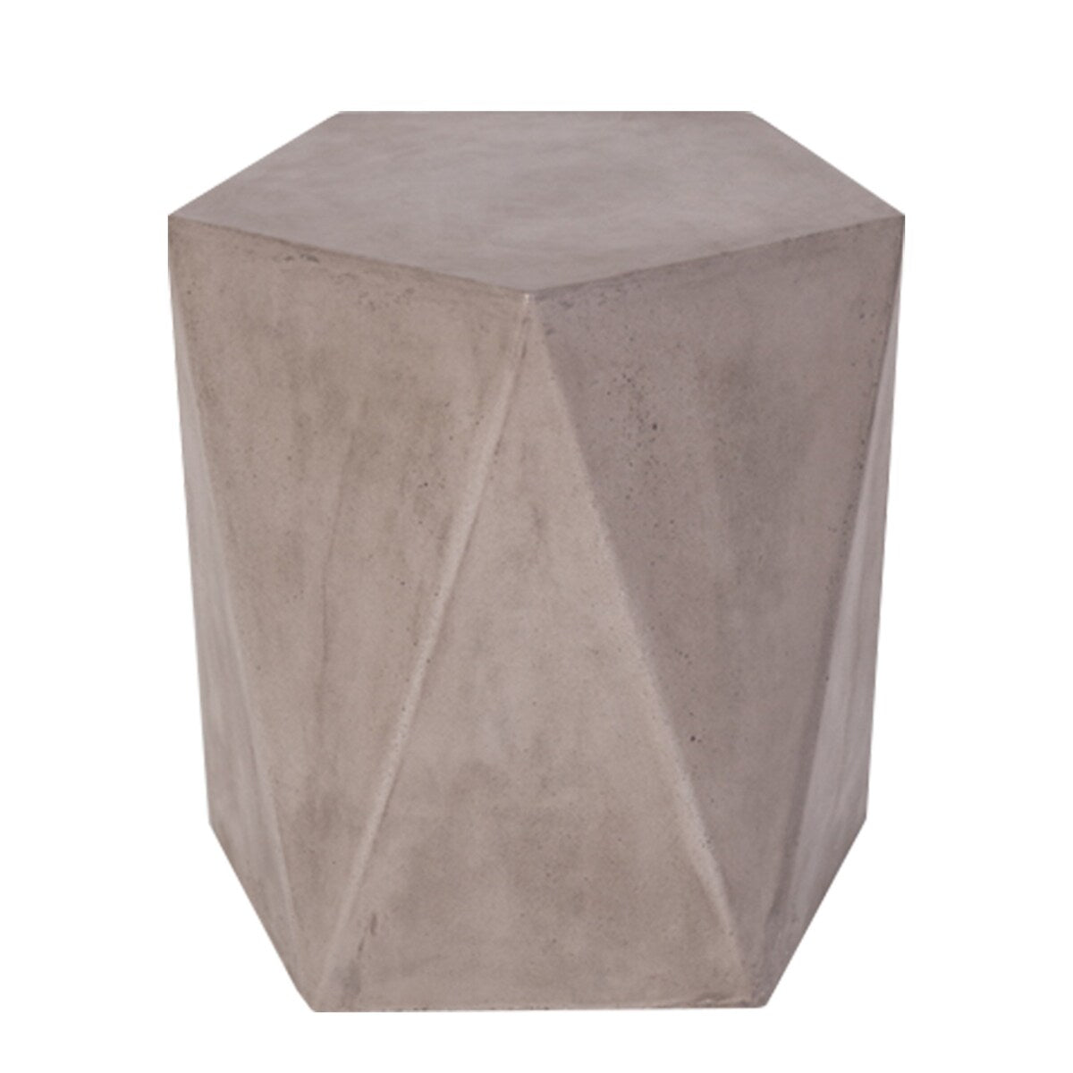 Modern Design Faceted Concrete Stool with Pentagonal Top, Gray