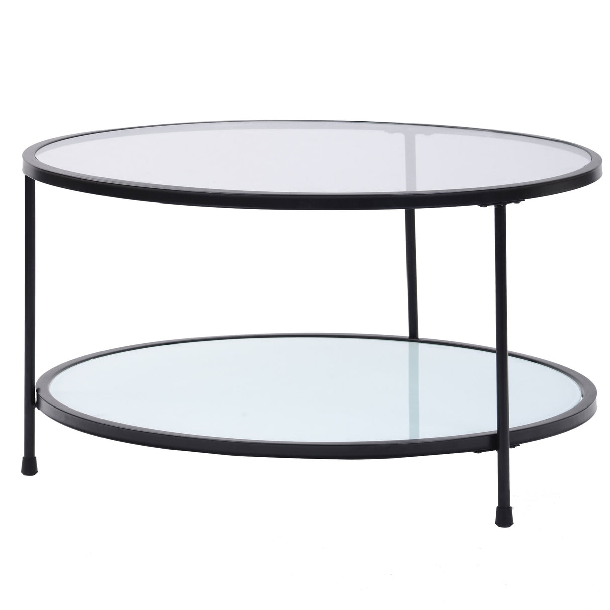 Modern Design Living Room 31.6" Cocktail Table, Metal with Stained White Tempered Glass, 2-Tier Coffee Table
