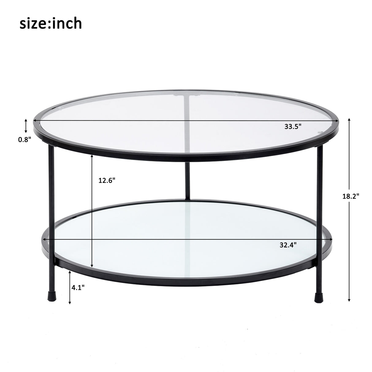 Modern Design Living Room 31.6" Cocktail Table, Metal with Stained White Tempered Glass, 2-Tier Coffee Table