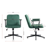 Modern Design Mid-Back Desk Chair, Velvet Swivel Office Chair with black Frame, Arm Chair For Home Office(Green)