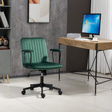 Modern Design Mid-Back Desk Chair, Velvet Swivel Office Chair with black Frame, Arm Chair For Home Office(Green)