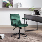 Modern Design Mid-Back Desk Chair, Velvet Swivel Office Chair with black Frame, Arm Chair For Home Office(Green)