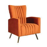 Modern Design Rust Orange living Room Accent Chair with Vertical Channeled Tufting