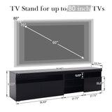 Modern Design TV Stand Entertainment Center with Color LED Lights - 13.77 x 70.86 x 17.71