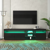 Modern Design TV Stand Entertainment Center with Color LED Lights - 13.77 x 70.86 x 17.71