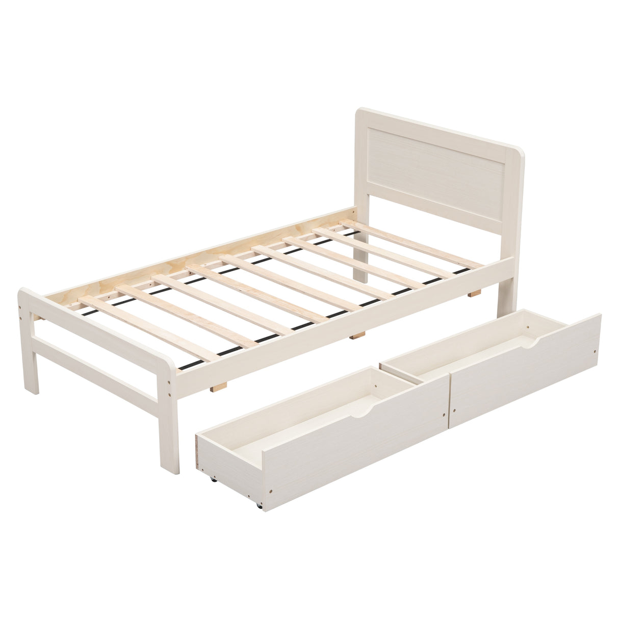 Modern Design Twin Size Platform Bed Frame with 2 Drawers