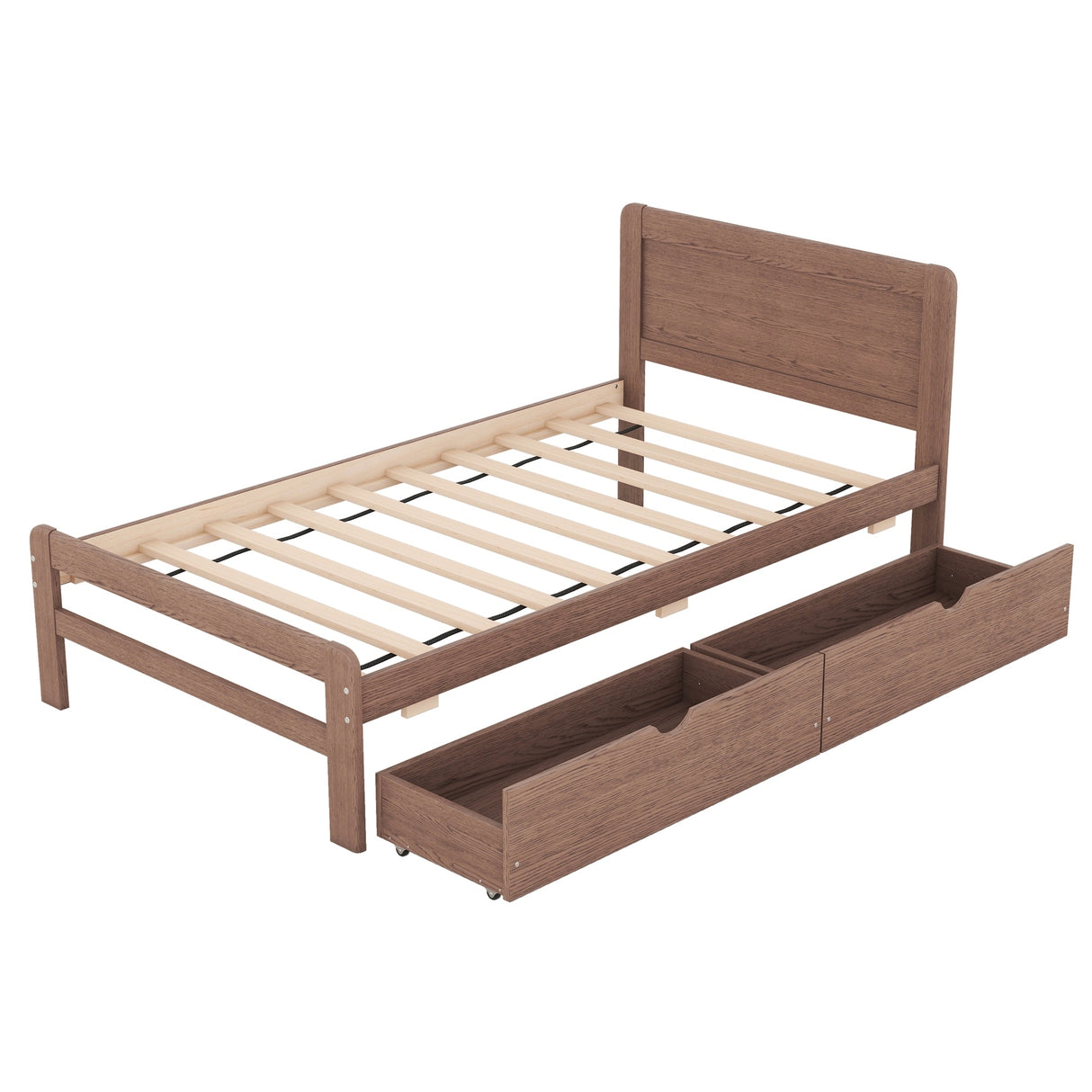 Modern Design Twin Size Platform Bed Frame with 2 Drawers