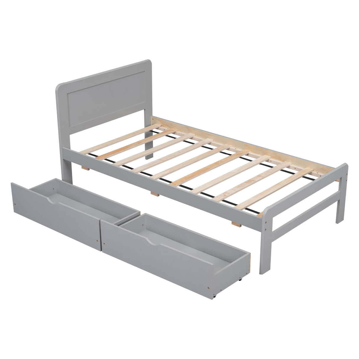Modern Design Twin Size Platform Bed Frame with 2 Drawers
