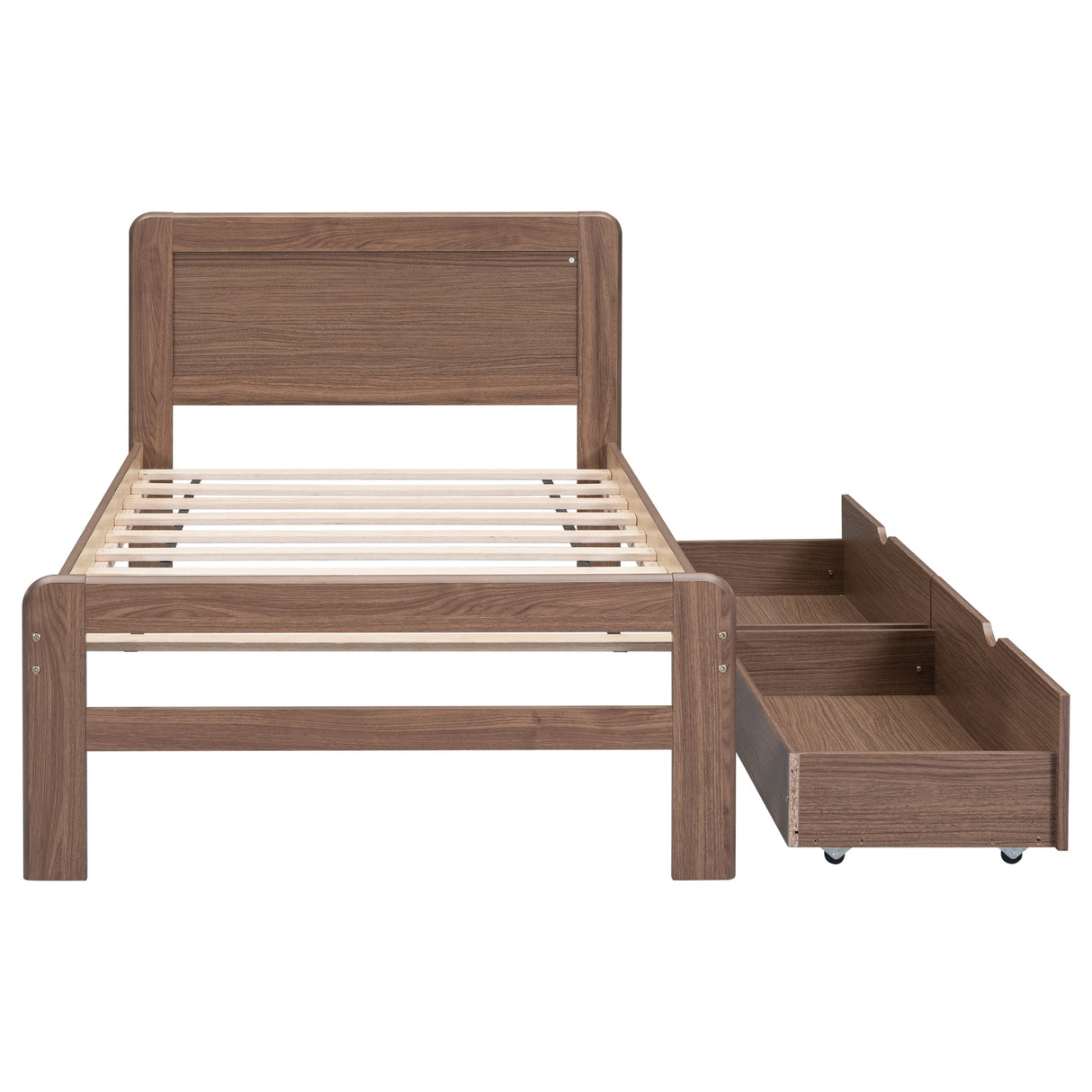 Modern Design Twin Size Platform Bed Frame with 2 Drawers