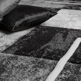 Modern Designer Area Rug Checkered with Contour Cut
