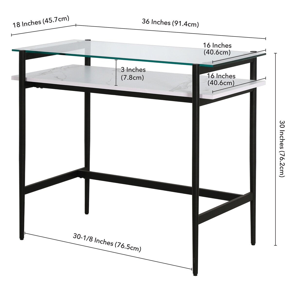 Modern Desk with Faux Marble Shelf