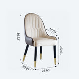 Modern Dining Chair With PU Leather and Solid Wood Legs Partial Assembly,Beige(Set of 2)