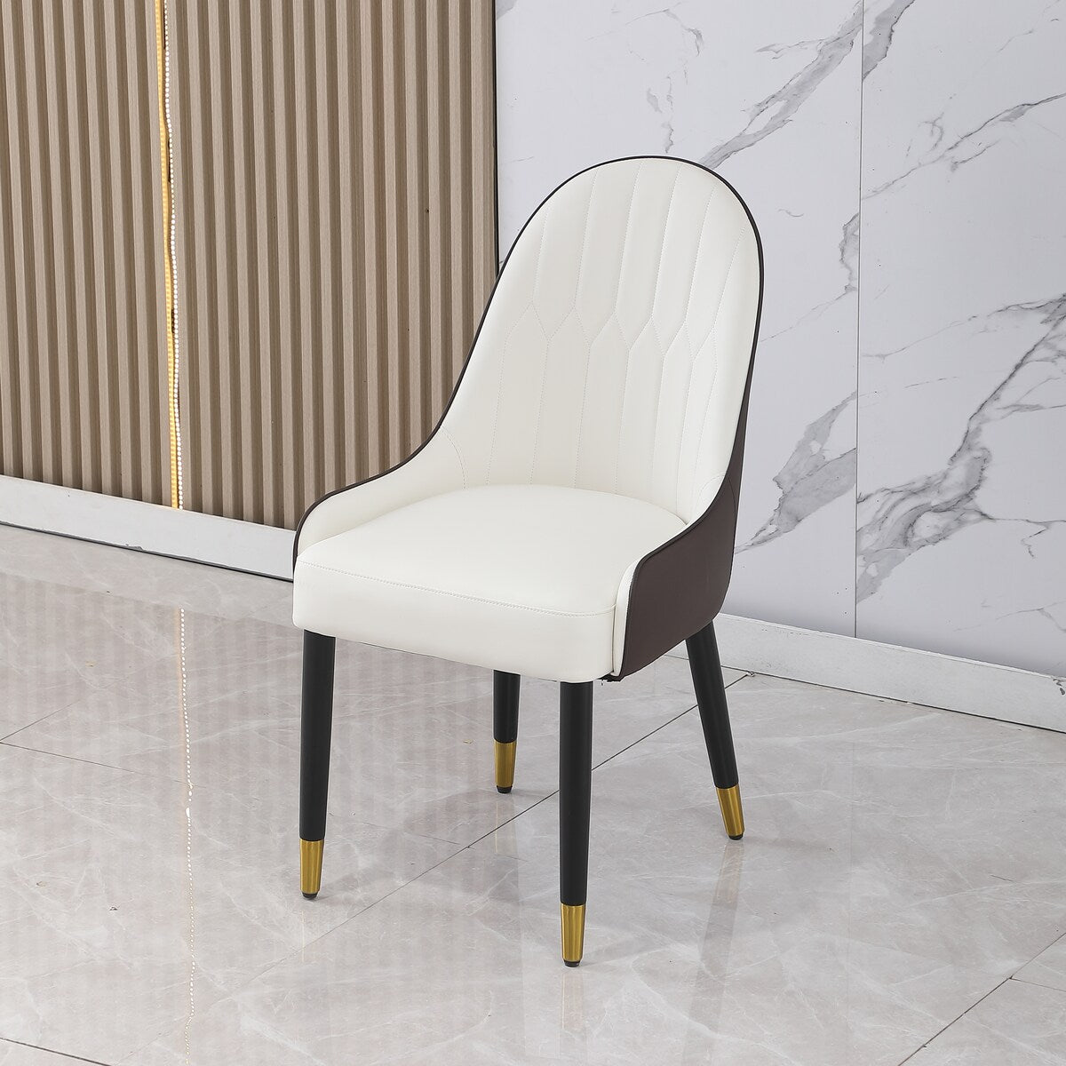 Modern Dining Chairs Set of 2 pcs Faux leather Dining Chair with Metal legs for Living Room Dining Room Reception Room