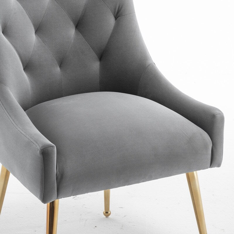 Modern Dining Chairs Set of 2, Upholstered Accent Chair Tufted Back Armless Chair with Back Pull