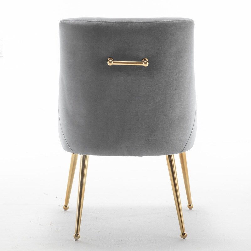 Modern Dining Chairs Set of 2, Upholstered Accent Chair Tufted Back Armless Chair with Back Pull