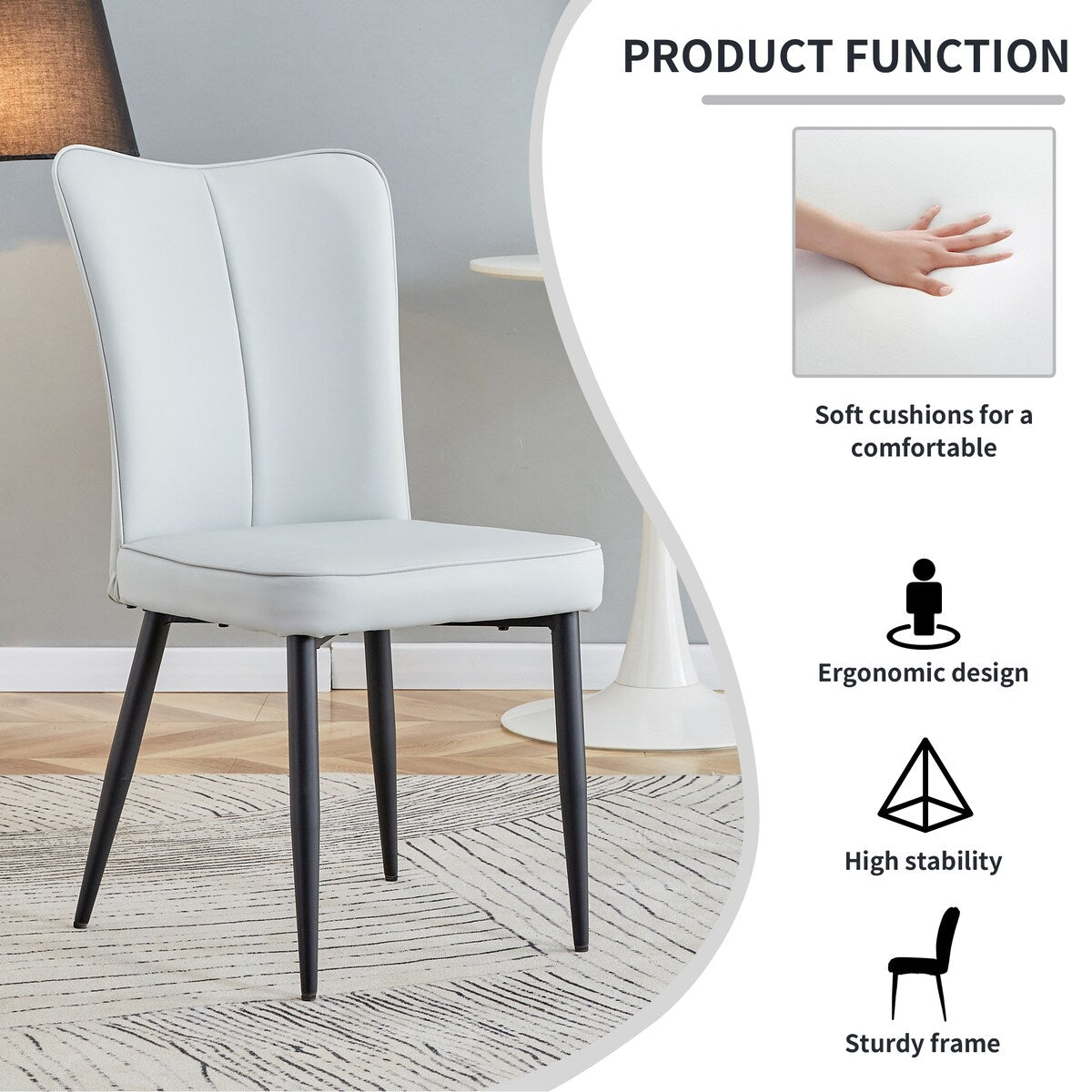 Modern Dining Chairs Set of 4 PU Leather Kitchen Upholstered Chairs