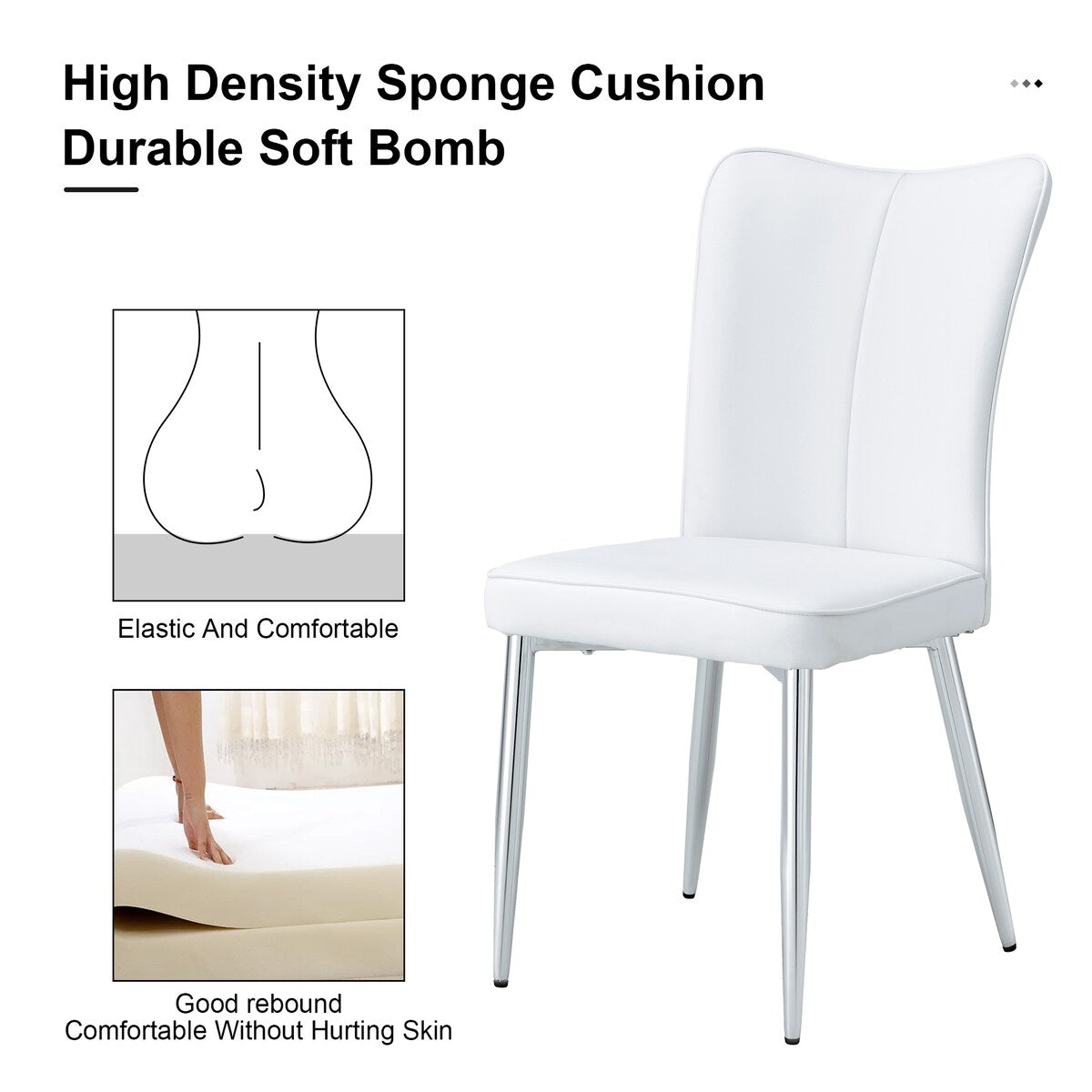 Modern Dining Chairs Set of 4 PU Leather Kitchen Upholstered Chairs