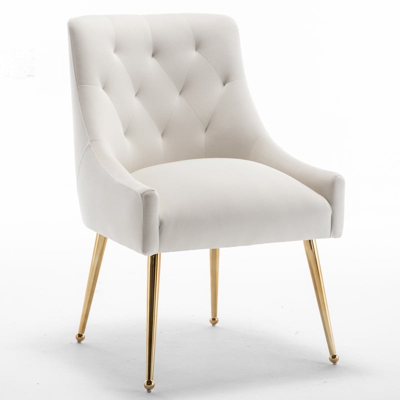 SEYNAR Modern Velvet Dining Chairs Set of 4, Upholstered Accent Chair Tufted Back Armless Chair with Back Pull