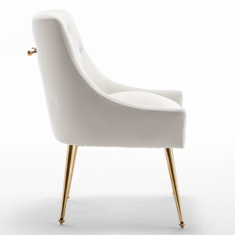 SEYNAR Modern Velvet Dining Chairs Set of 4, Upholstered Accent Chair Tufted Back Armless Chair with Back Pull