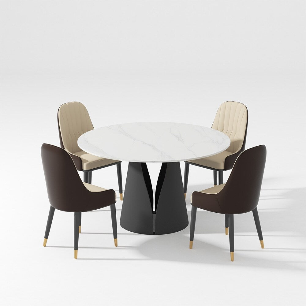 Modern Dining Room Sets, Kitchen Furniture Round White Dining Table with Chairs, Round Dining Table Set for 4-6