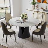 Modern Dining Room Sets, Kitchen Furniture Round White Dining Table with Chairs, Round Dining Table Set for 4-6