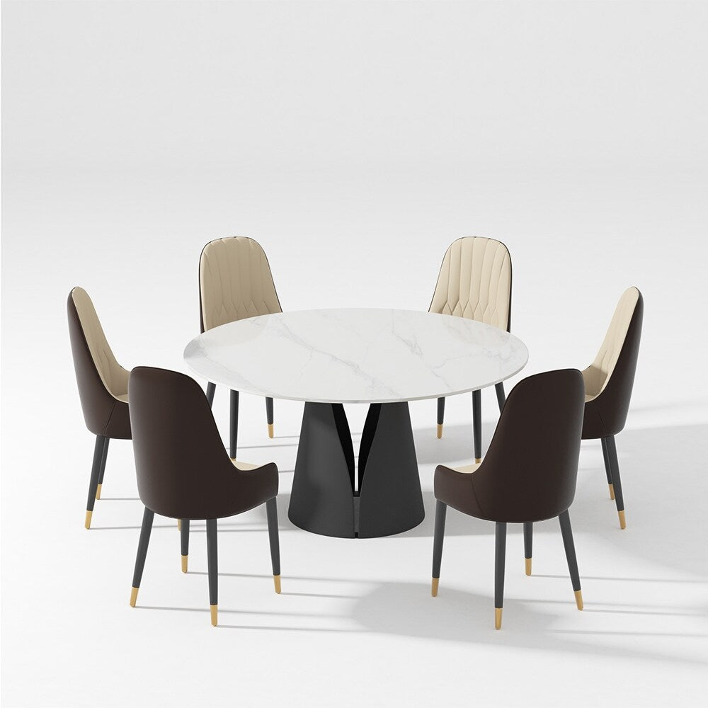 Modern Dining Room Sets, Kitchen Furniture Round White Dining Table with Chairs, Round Dining Table Set for 4-6