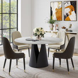 Modern Dining Room Sets, Kitchen Furniture Round White Dining Table with Chairs, Round Dining Table Set for 4-6