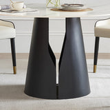 Modern Dining Room Sets, Kitchen Furniture Round White Dining Table with Chairs, Round Dining Table Set for 4-6