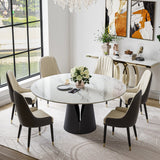 Modern Dining Room Sets, Kitchen Furniture Round White Dining Table with Chairs, Round Dining Table Set for 4-6