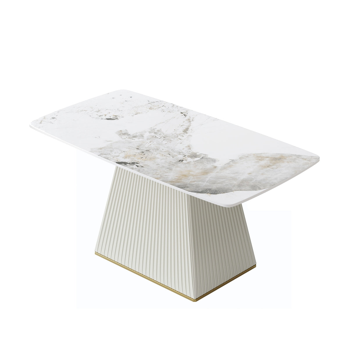 Modern Dining Table Sintered Stone Rectangle Kitchen Table With Square Pedestal