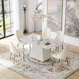 Modern Dining Table Sintered Stone Rectangle Kitchen Table With Square Pedestal
