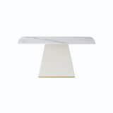 Modern Dining Table Sintered Stone Rectangle Kitchen Table With Square Pedestal