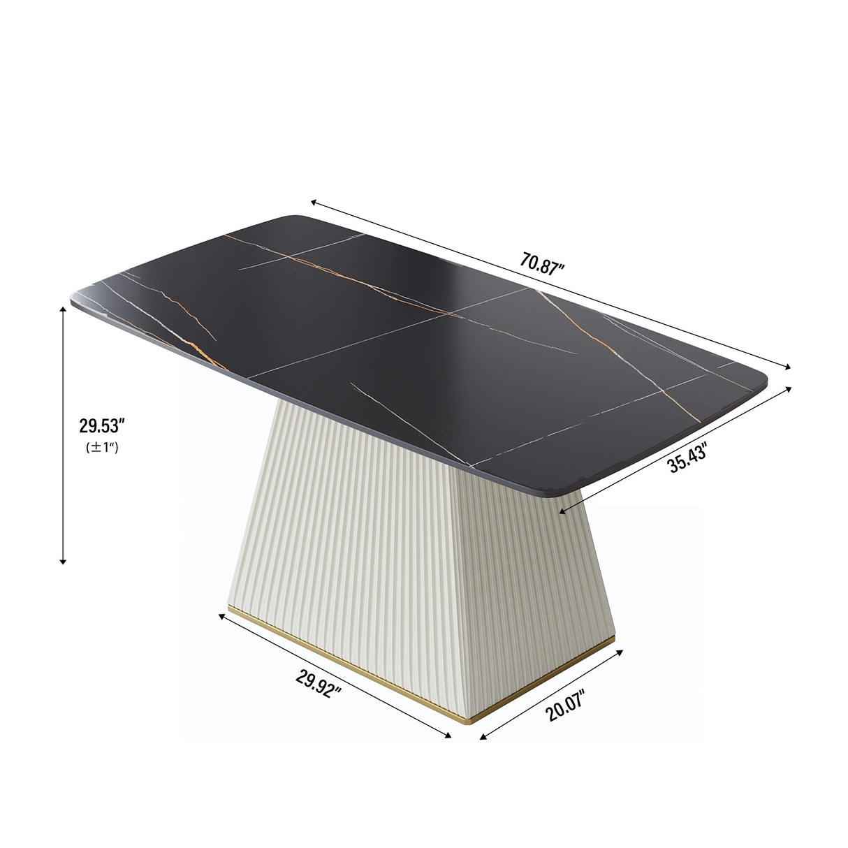 Modern Dining Table Sintered Stone Rectangle Kitchen Table With Square Pedestal