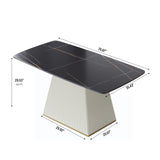 Modern Dining Table Sintered Stone Rectangle Kitchen Table With Square Pedestal