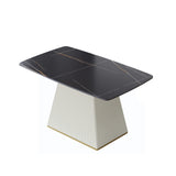 Modern Dining Table Sintered Stone Rectangle Kitchen Table With Square Pedestal
