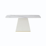 Modern Dining Table Sintered Stone Rectangle Kitchen Table With Square Pedestal